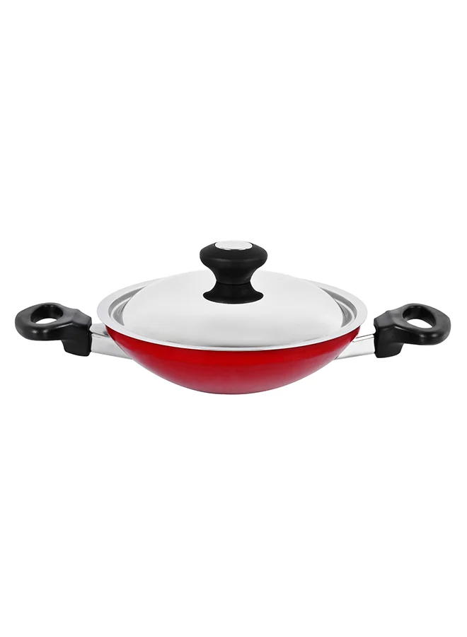 Prestige Appachatti Pan with Stainless Steel Lid (Red, 20cm, Pack of 2) a055e