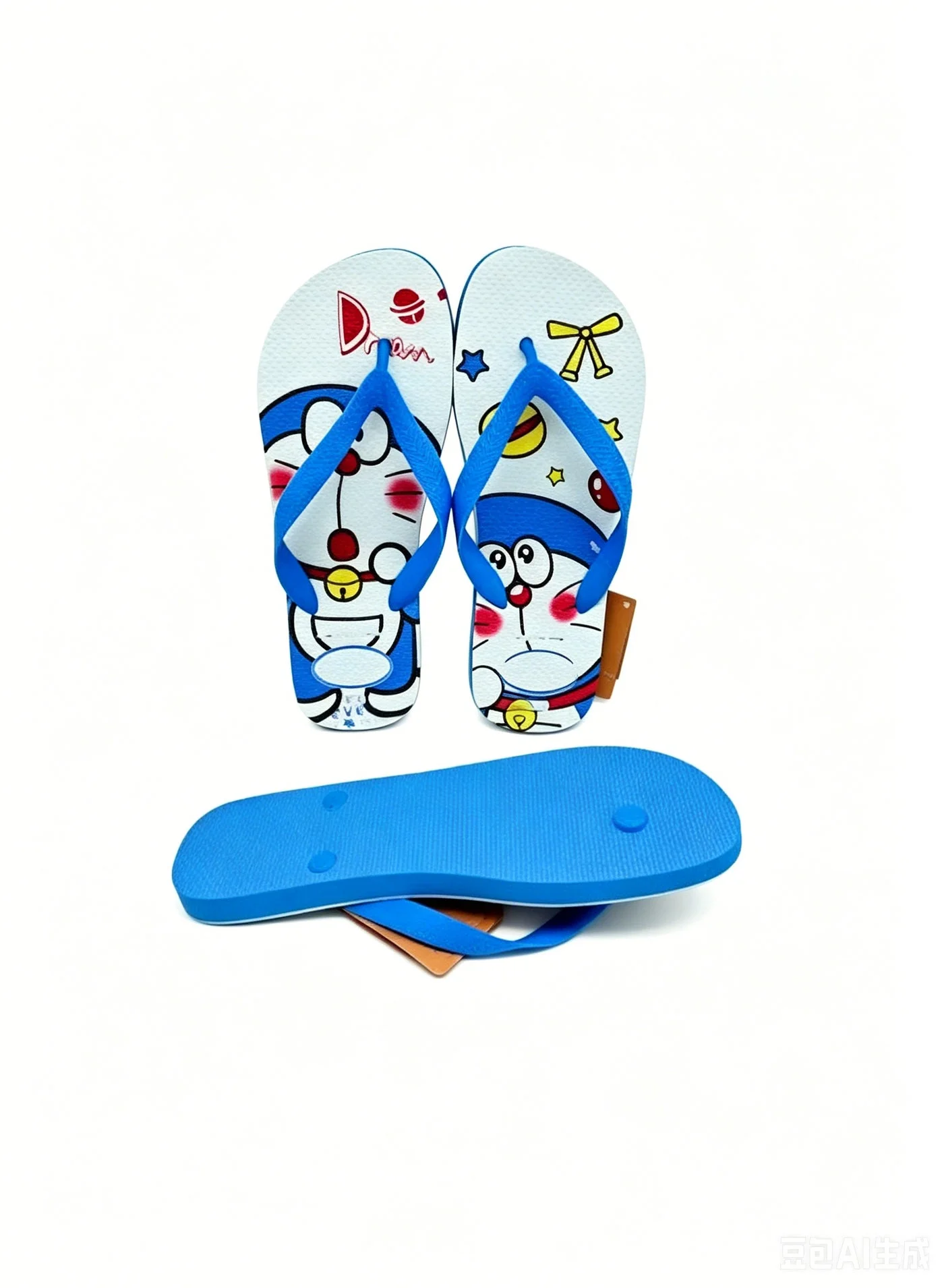 Cartoon Character Printed Flip Flops Sandals Lightweight Summer Beach Footwear for Kids (Blue, 20 cm) pblzv