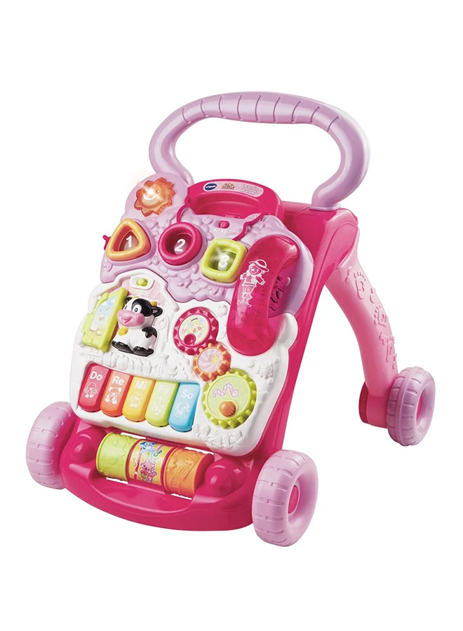 Interactive Baby Push Along Walker Activity Center with Music and Lights (Pink) q6phs