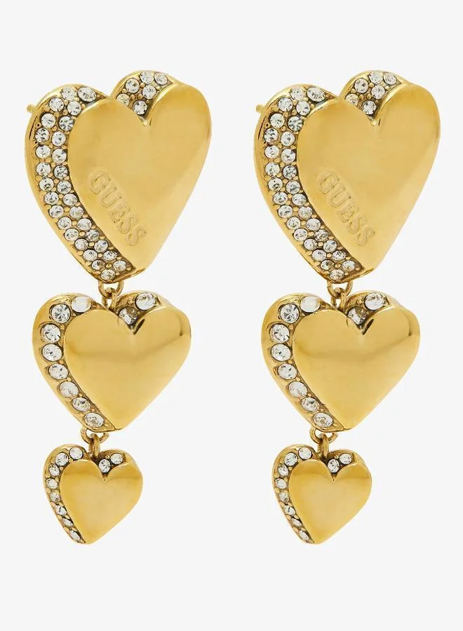 Premium Multi Hearts Drop Earrings Elegant Gold-Tone Jewelry For Women (One Size) 66a0h