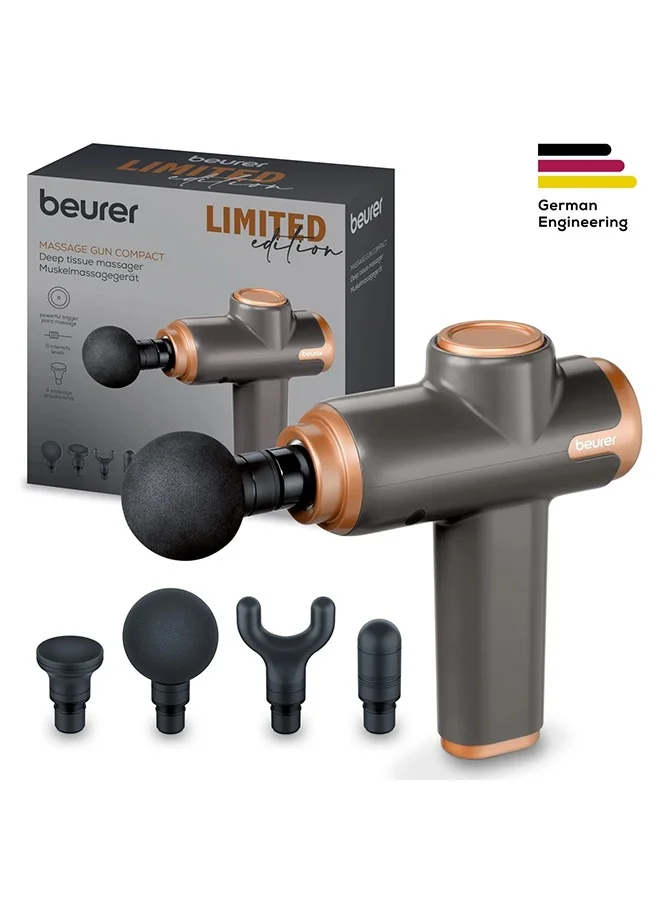 Beurer MG 99 Compact Massage Gun Deep Tissue Percussion Massager with 4 Attachments and 5 Intensity Levels (Handheld, Rechargeable) ohhyu