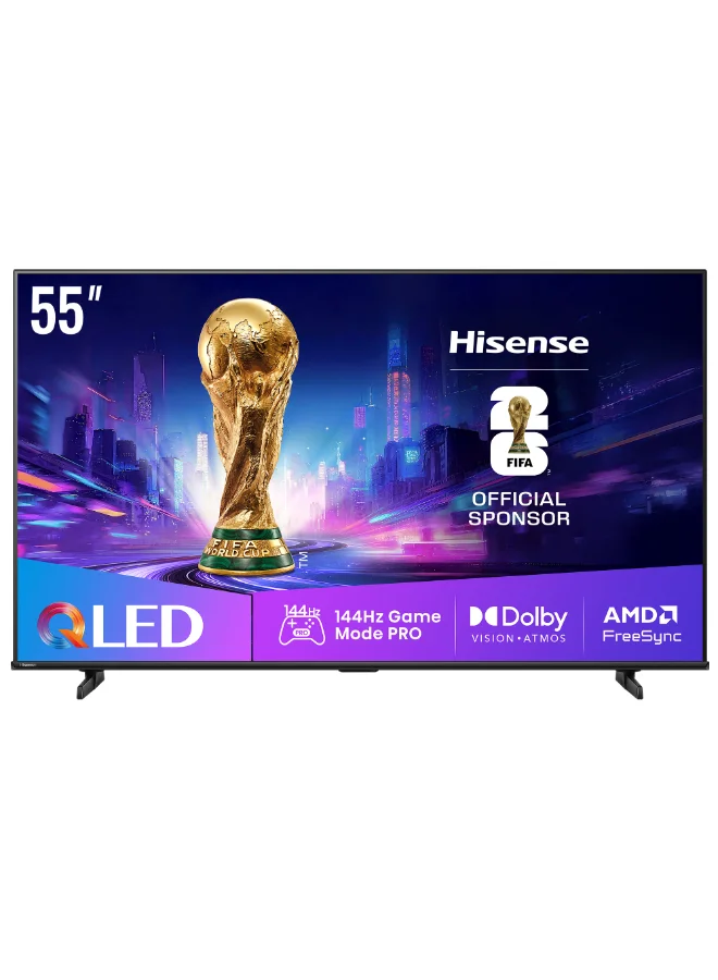 Premium 55-inch QLED 144Hz Smart TV 4K UHD Quantum Dot Display with Dolby Vision and Dolby Atmos for Gaming and Home Cinema (Black, 55-inch) 8hckj