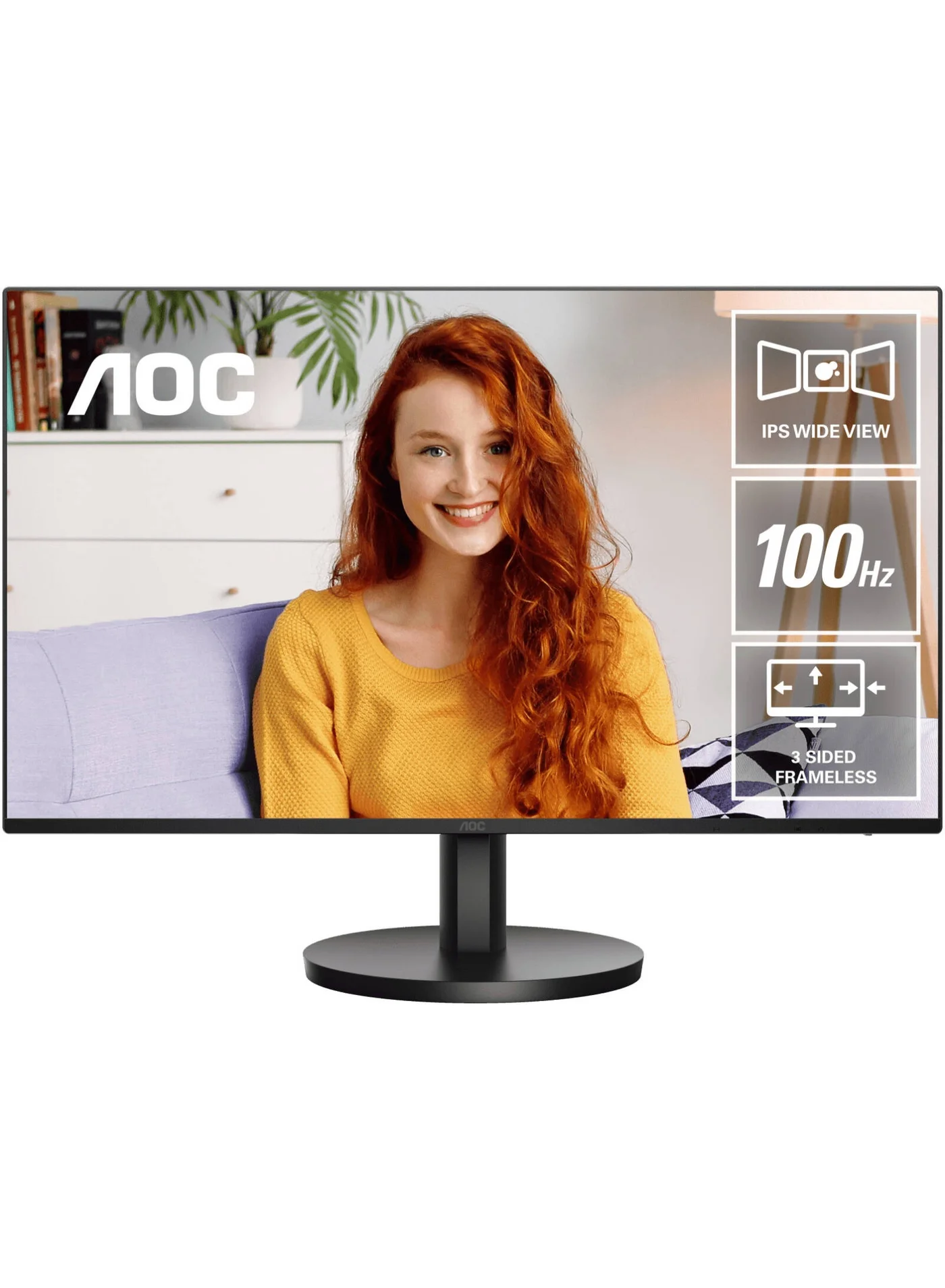 AOC 24-Inch FHD IPS Flat Monitor, 100Hz Refresh Rate, 1ms Response Time, Built-in Speakers (Black, 60.45 cm) t5hi7