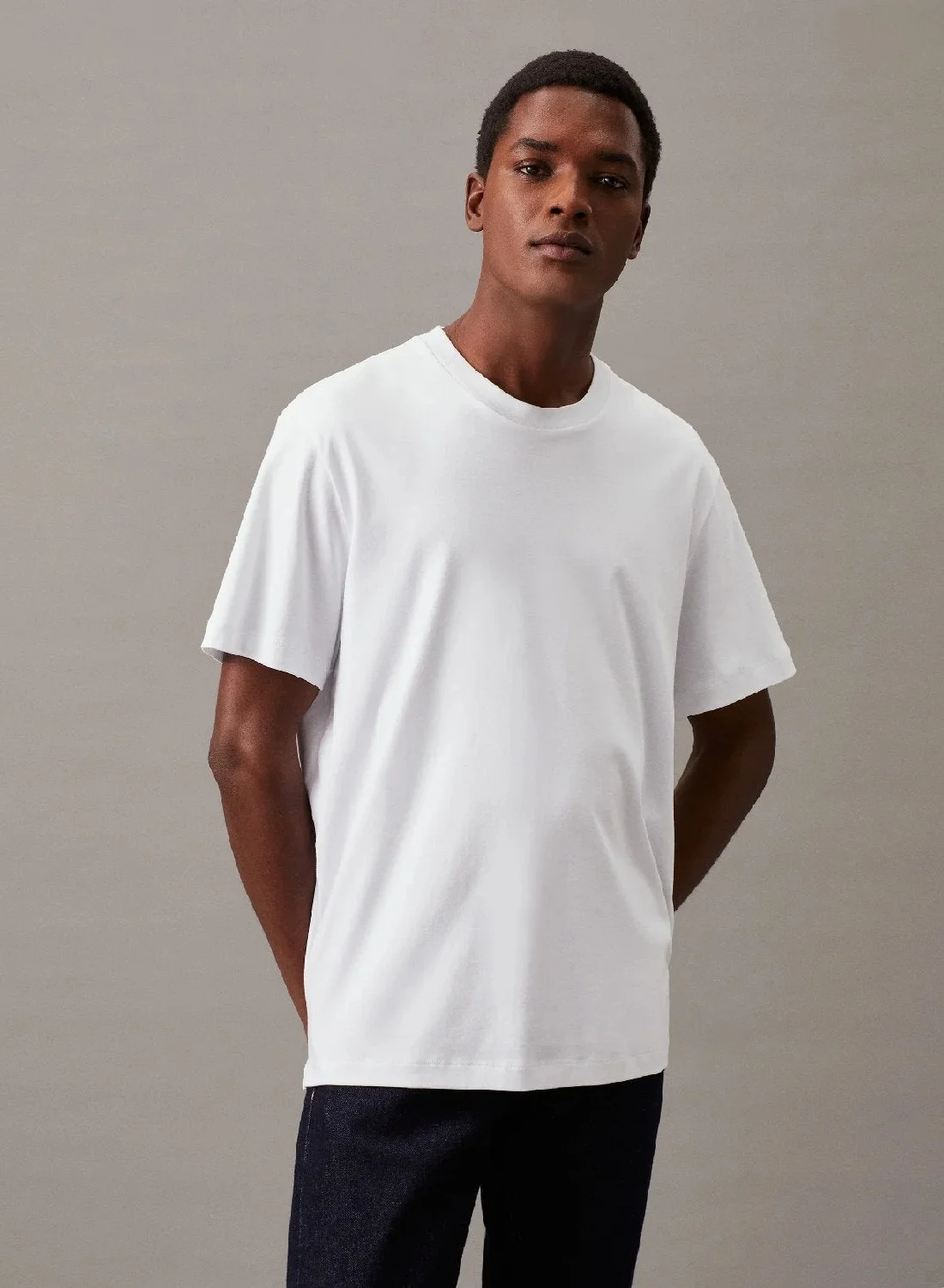 Premium Relaxed Cotton T-shirt Breathable Casual Crew Neck Top for Men (Solid, Large) cmfb2