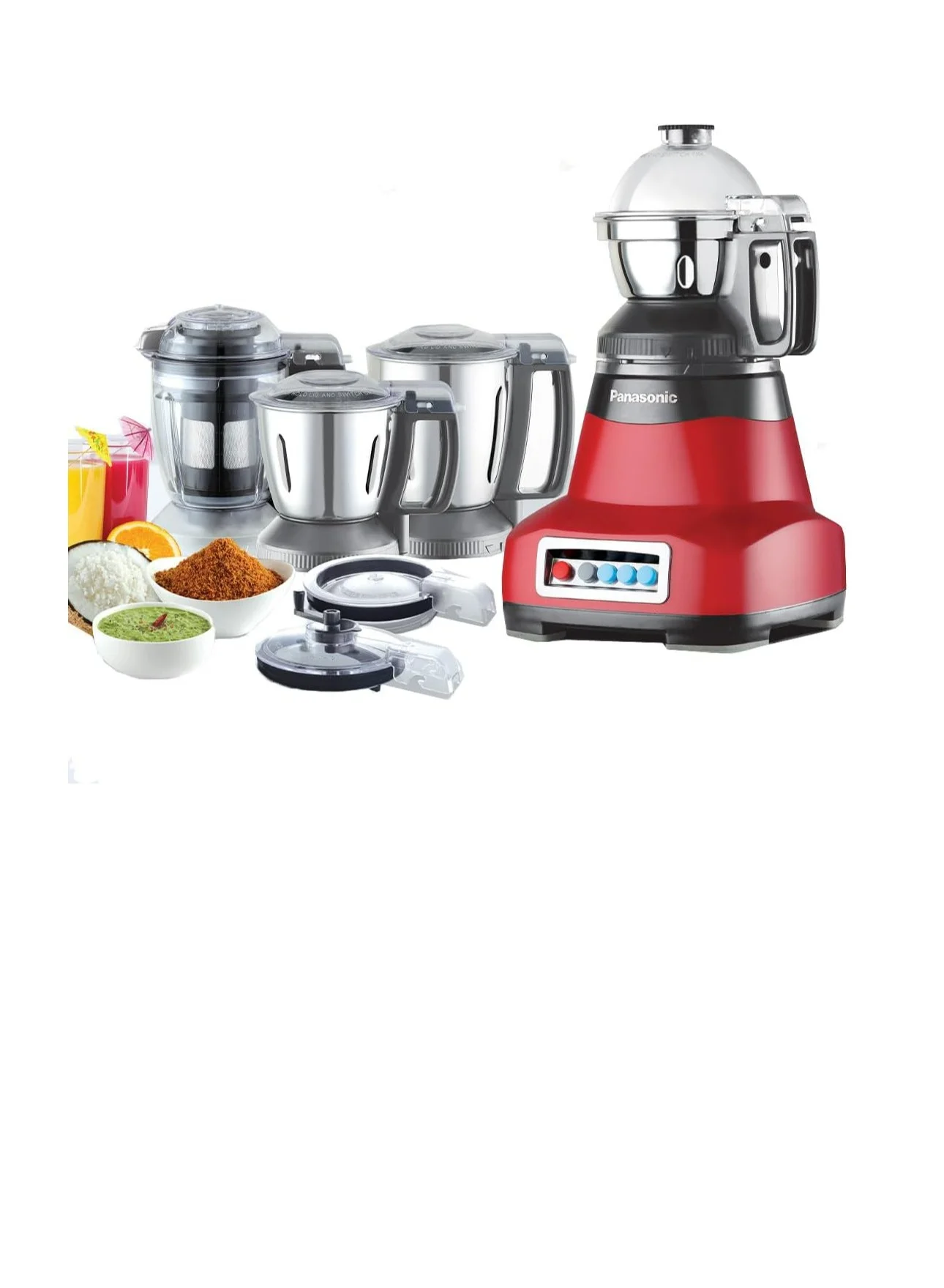 Premium 4-Jar Mixer Grinder High-Performance Food Processor (Red, 2000 W) s044m