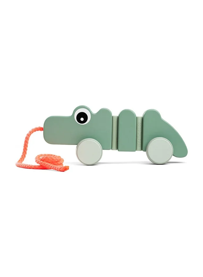 Premium Wooden Crocodile Pull Along Toy for Toddlers (Green, 25 cm) teabs