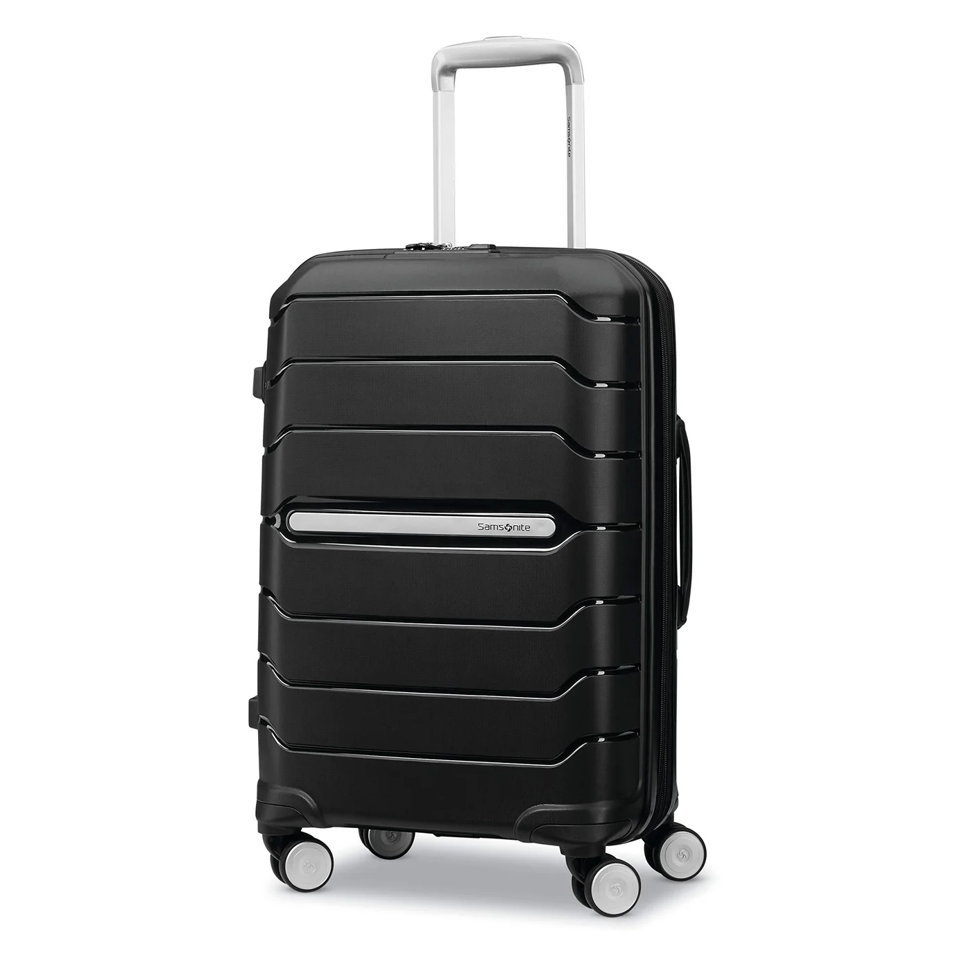 Premium Hardside Carry-On Luggage with Spinner Wheels Expandable Travel Suitcase (Black, 55 cm) 42as3