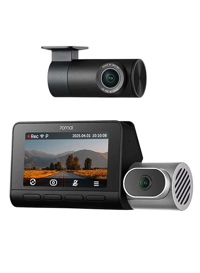 Premium 3-Channel Dash Cam 4K Front Rear and Interior Car Camera System with HDR Night Vision and 512GB Storage (Black, 1 Unit) 2tfww