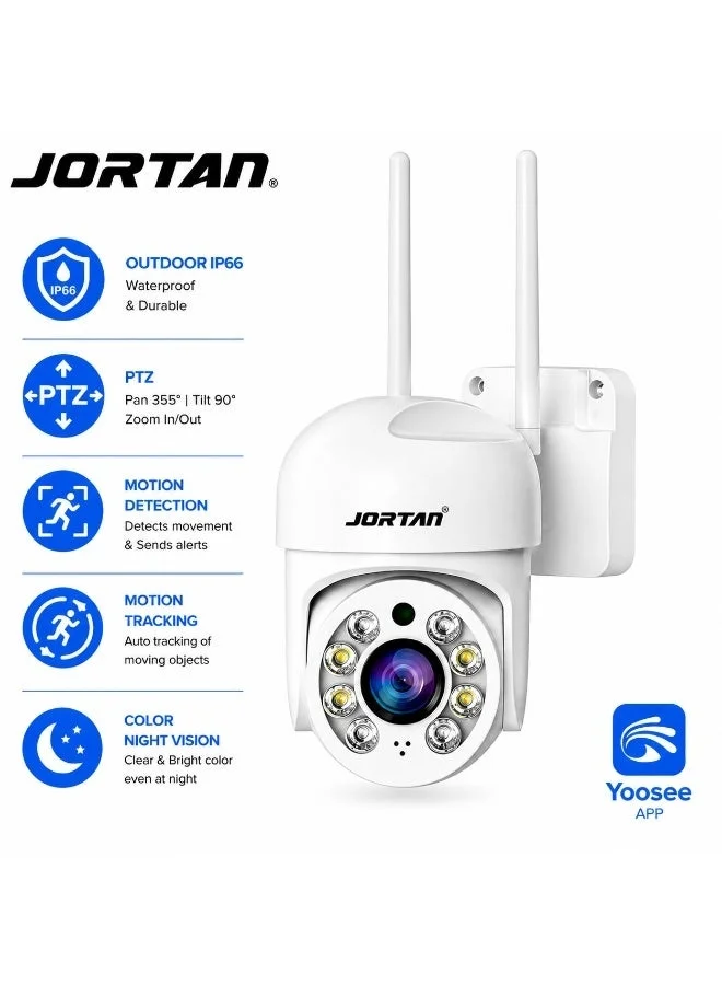 JORTAN 1080P WiFi Security Camera PTZ Smart CCTV Surveillance System (IP66 Waterproof, Night Vision, 2-Way Audio) uc7cg