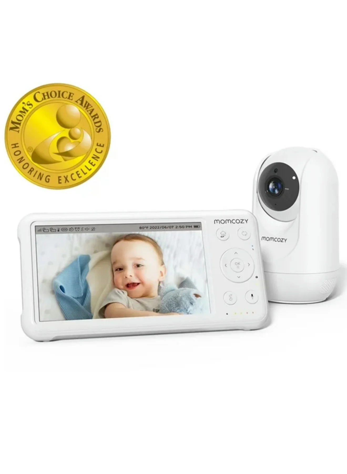 Momcozy Video Baby Monitor 1080P 5-Inch HD Display with Infrared Night Vision and Two-Way Audio (1 Pack) 86hvv