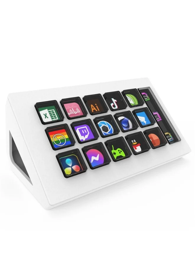 Premium 15 LCD Key Macro Pad Controller with Status Display Window for Live Streaming and Video Editing (15 Keys) t5iyn