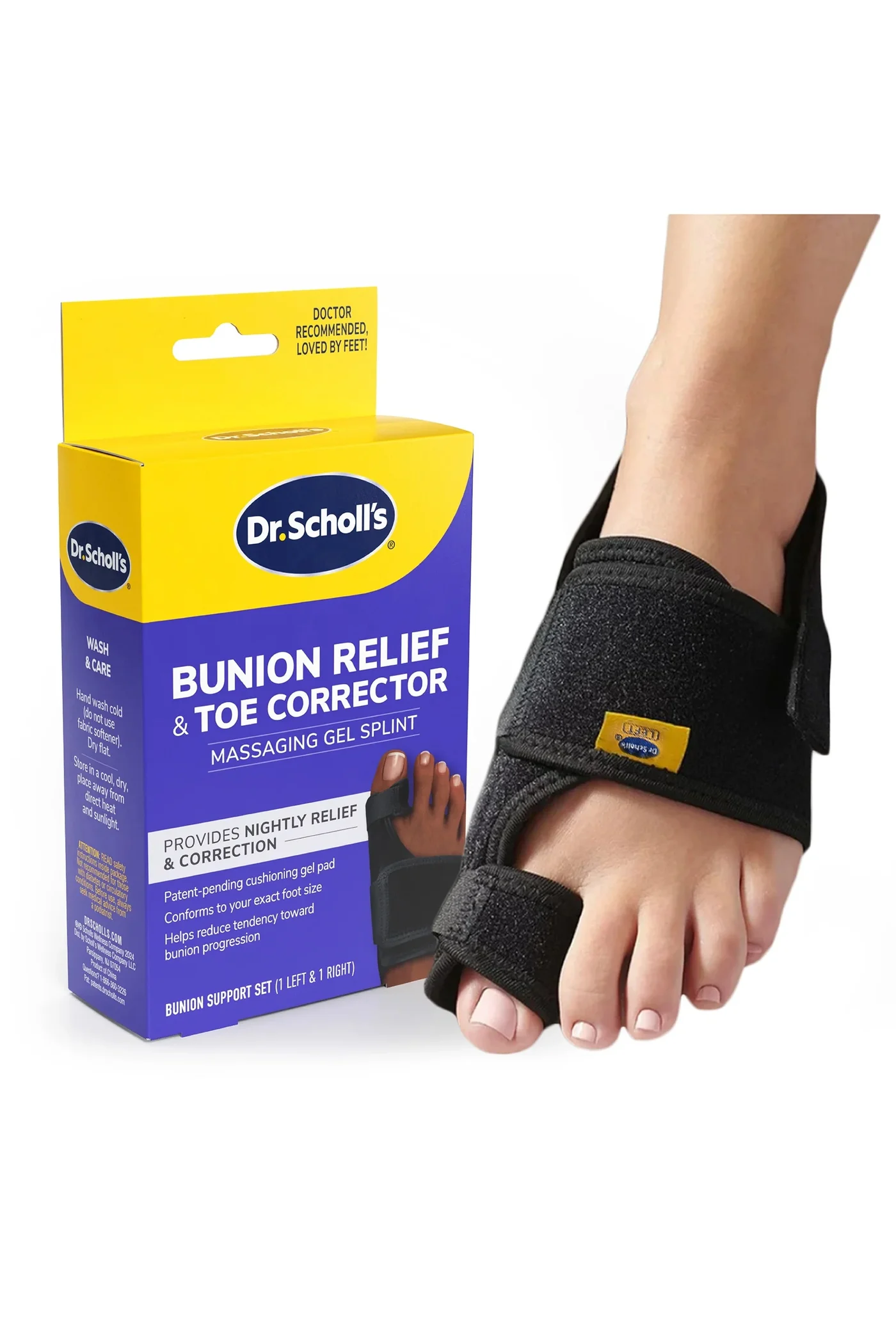Premium Bunion Relief & Toe Corrector Gel Splint Set (Soft Silicone, Unisex, 1 Pair) s7dnk