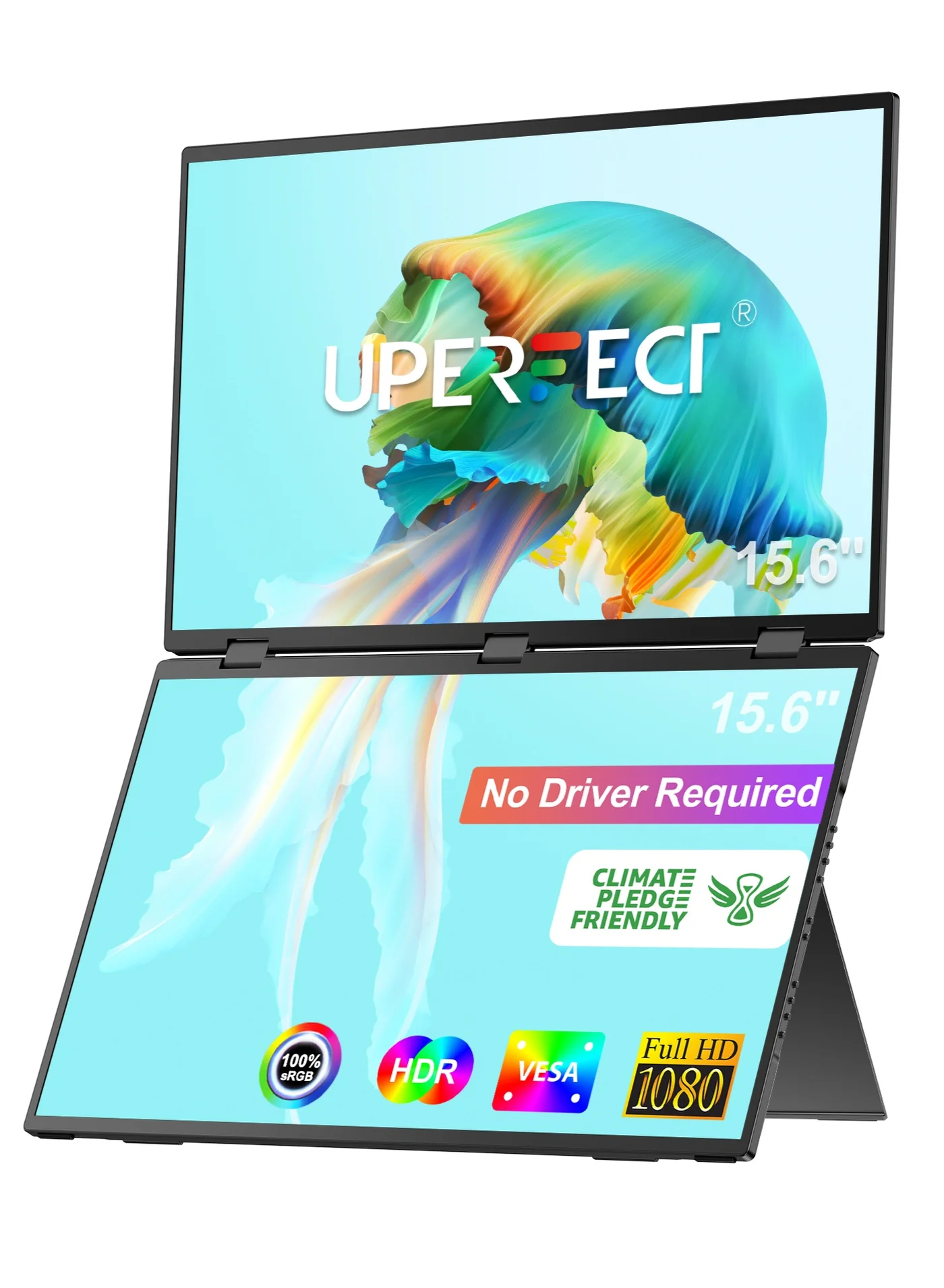 Portable Monitor 15.6 Inch FHD IPS Display (1920 x 1080, 60Hz) USB-C and Mini HDMI Second Screen for Laptop and Gaming Console 7rwjo
