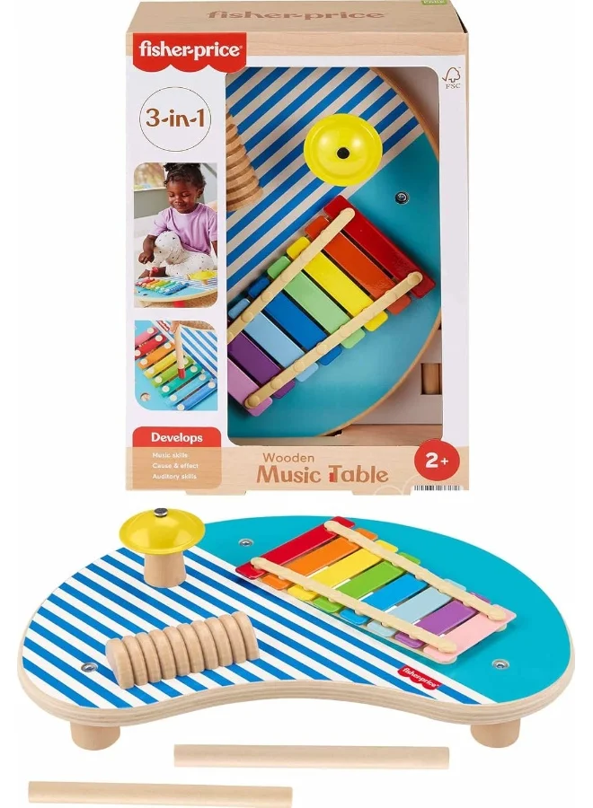 Premium Wooden Musical Activity Table 3-Piece Percussion Instrument Set for Toddlers (Multicolor, 3-Piece) myimj