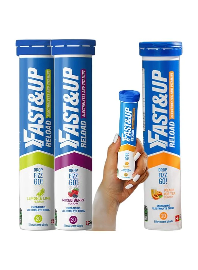 FAST&UP Reload Hydration Electrolyte Supplement Effervescent Tablets (Assorted Flavours, 240 Tablets) 7rws9