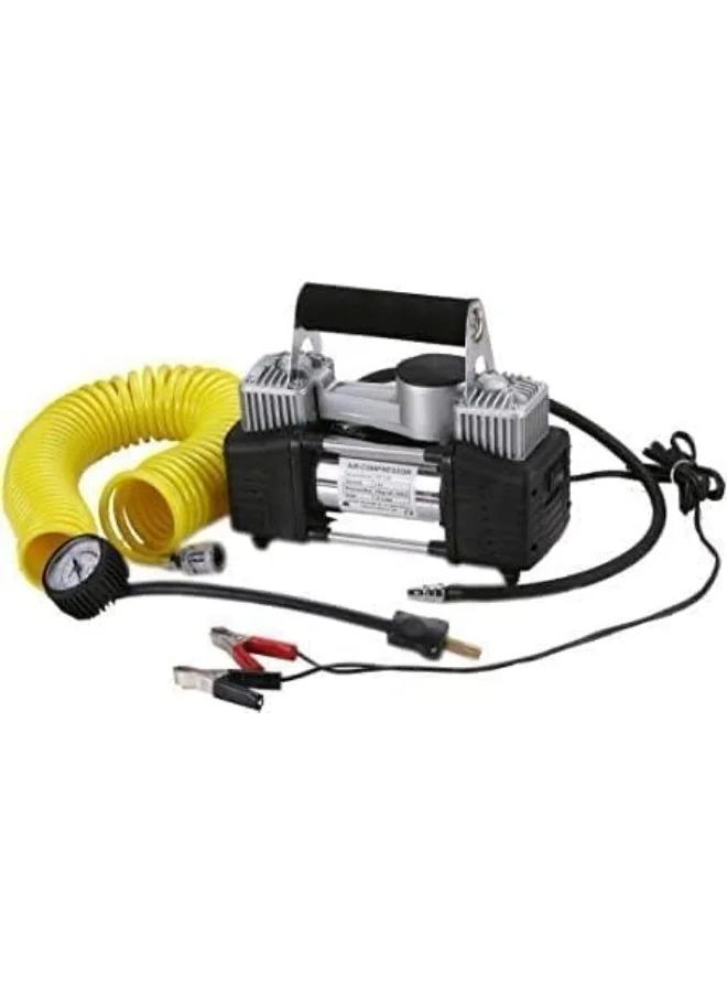SHEZA STAR Heavy Duty Portable Air Compressor 12V DC Metal Construction with Coiled Air Hose for Vehicle Tire Inflation 4y96k