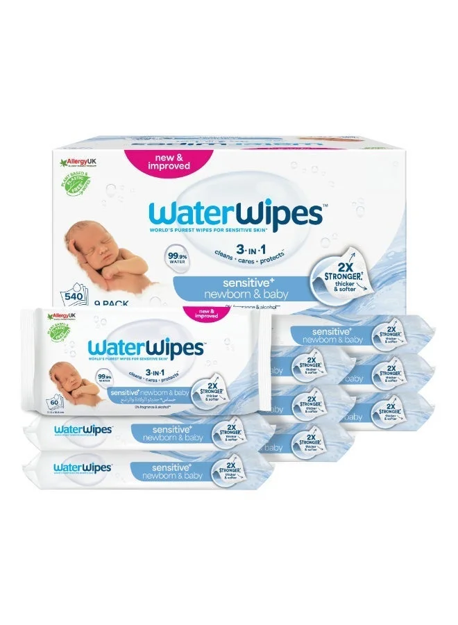 Premium Sensitive Newborn Baby Wipes (9 Packs, 540 Count) - Gentle Water-Based Cleansing for Delicate Skin wdlfi