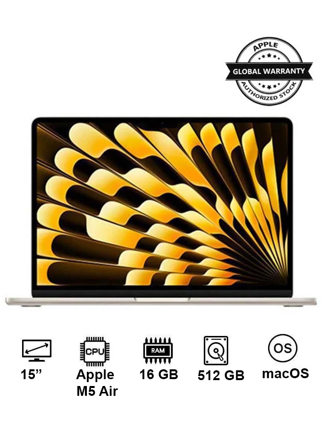 Premium Smart Laptop Air 15-Inch Display (16GB RAM, 512GB SSD, Starlight, English/Arabic Keyboard) puwl1