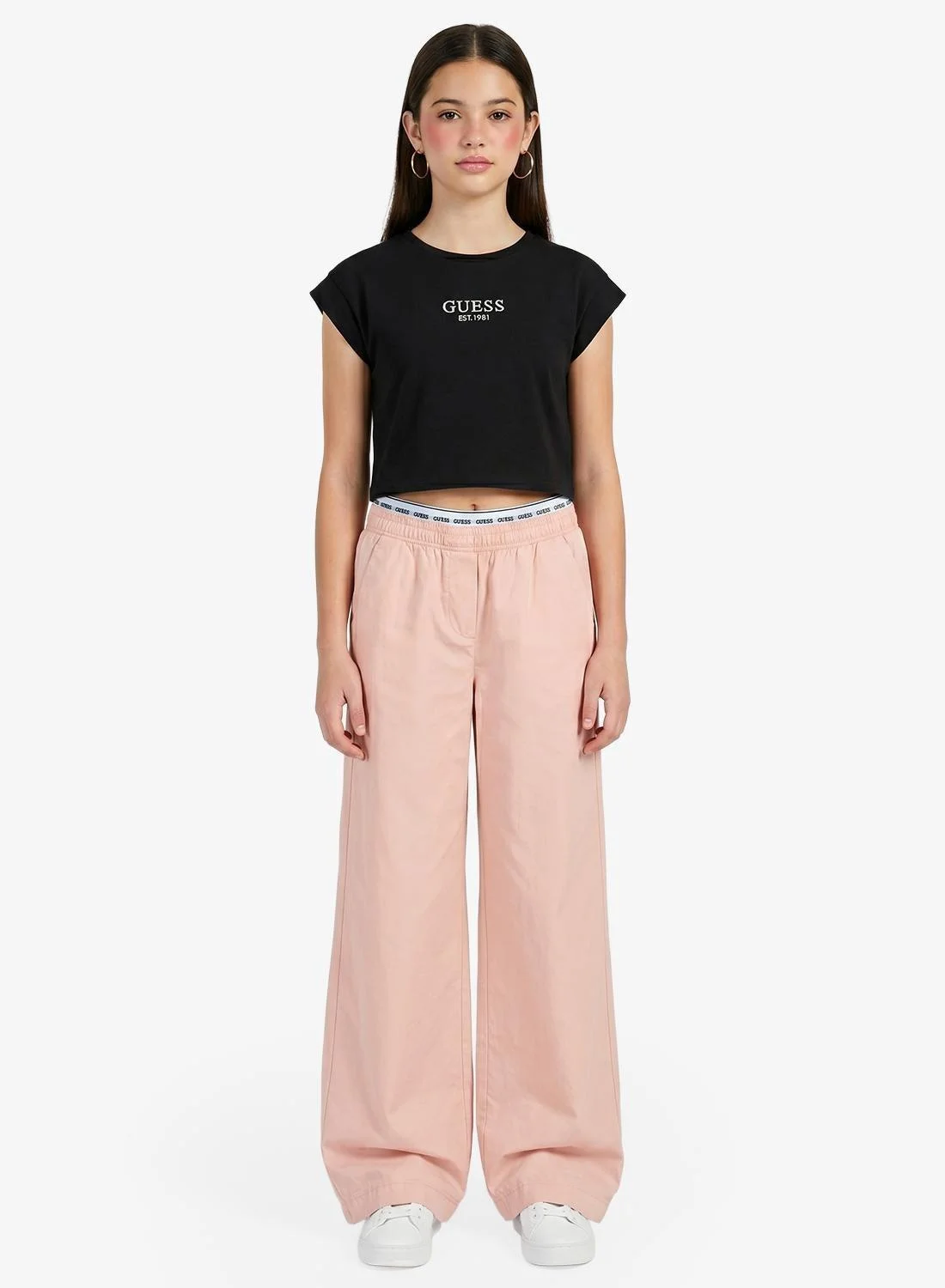 Premium Youth Poplin Culotte Trousers Lightweight Wide-Leg Casual Pants for Girls c1rwr