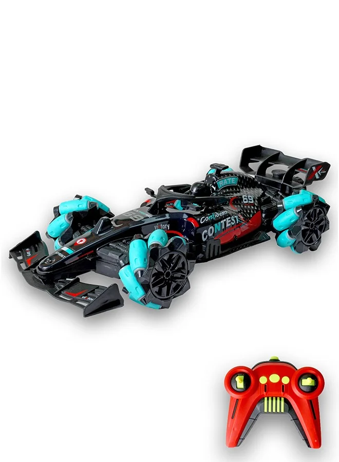 Gearbox Stunt Remote Control Car 2.4G Amphibious Vehicle with LED Lights (Blue, 1:16 Scale) emzz4