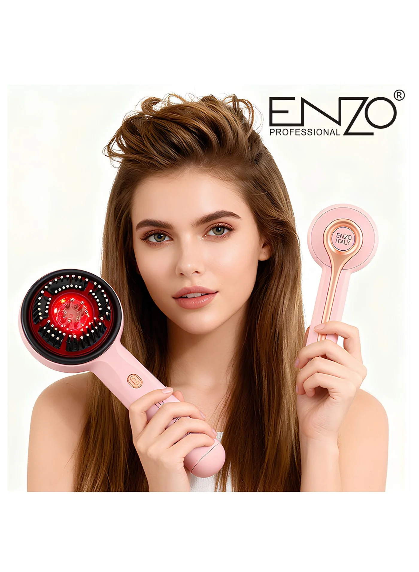 ENZO Electric Scalp Massager Comb USB Rechargeable Vibrating Brush for Hair Care and Relaxation (Pink) xv77f