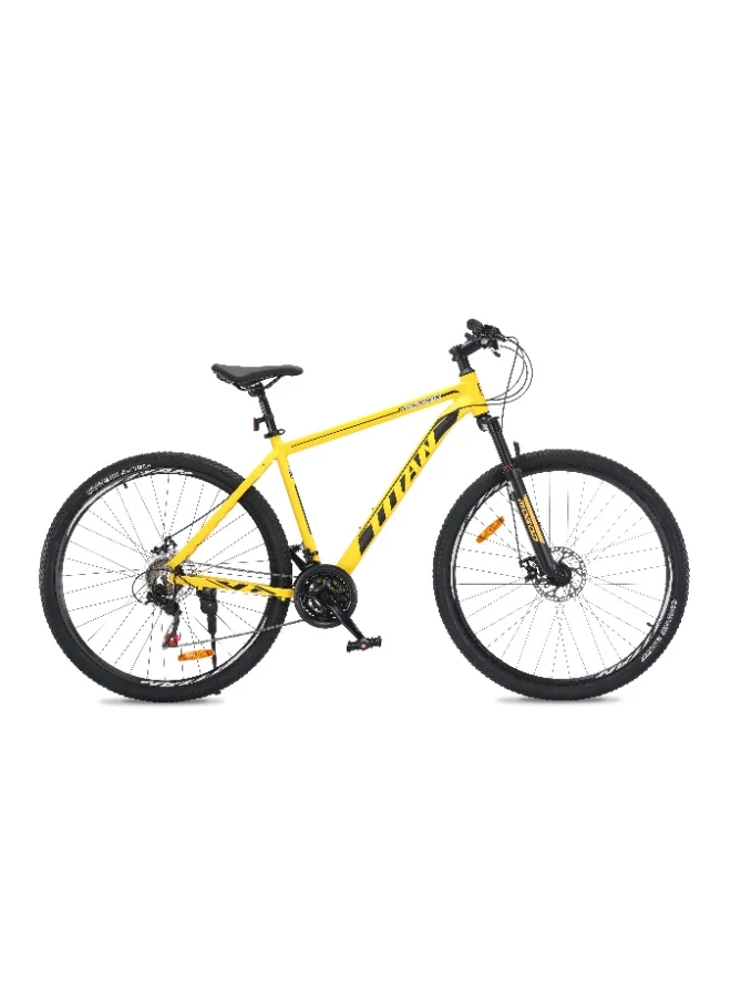 MOGOO Titan Mountain Bike Premium Aluminium Frame Front Suspension (Yellow, 26 Inch) 7pppk