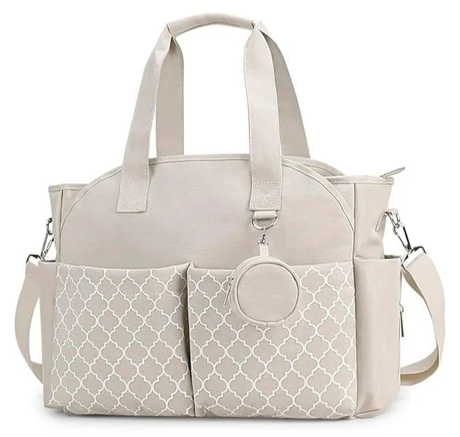 INSIJAM Large Capacity Diaper Bag Backpack with Pacifier Case and Insulated Pockets for Travel (Grey, 40x30x20 cm) 68t7x