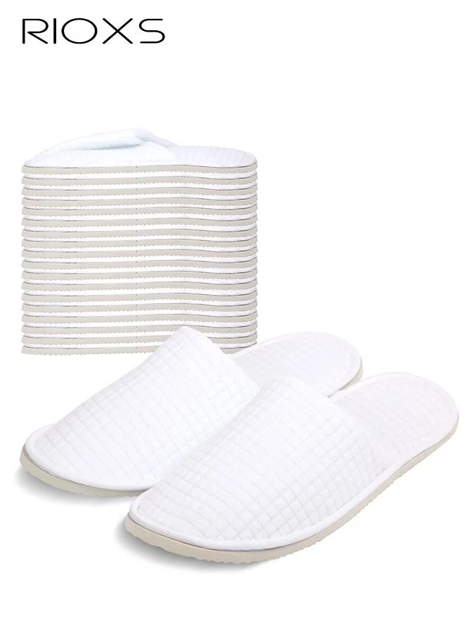 RIOXS Premium Spa Slippers Set, Non-Slip Breathable House Slides, Washable Hotel Guest Footwear for Men and Women (White, 10 Pairs) pc7ii