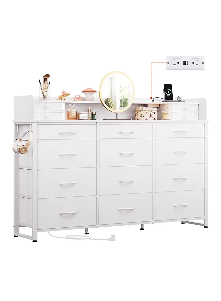 NKX Home Storage Cabinet with 16 Drawers Premium Organizer Unit (White, 150 cm) wwsse