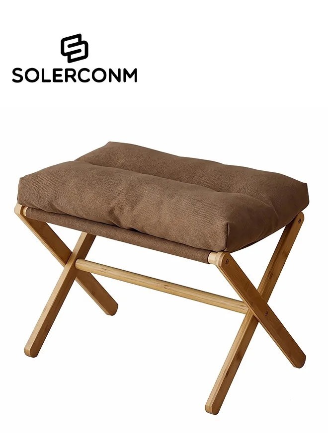 Solerconm Fluffy Ottoman Footrest Stool Foldable Under-Desk Chair with Removable Cushion (Grey, 54x34x36cm) dmnud