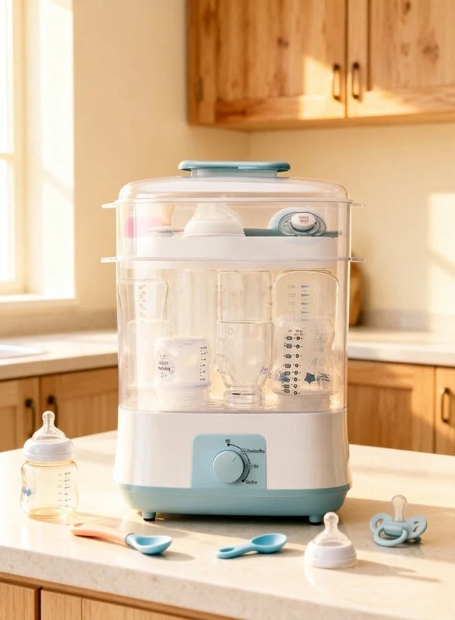 Bolivia's Electric Steam Sterilizer and Dryer 3-in-1 Large Capacity for Baby Feeding Accessories (8-Unit Capacity) ryb3a
