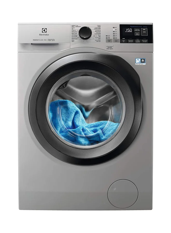 Premium 7/4 KG Front Load Washer Dryer Combo Machine with Steam Care and Sensi-Care System (Silver, 1400W) w89nf