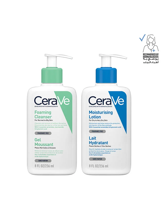 Premium Hydrating Lotion and Foaming Facial Cleanser Daily Skincare Set (236 mL + 236 mL) hj6y9