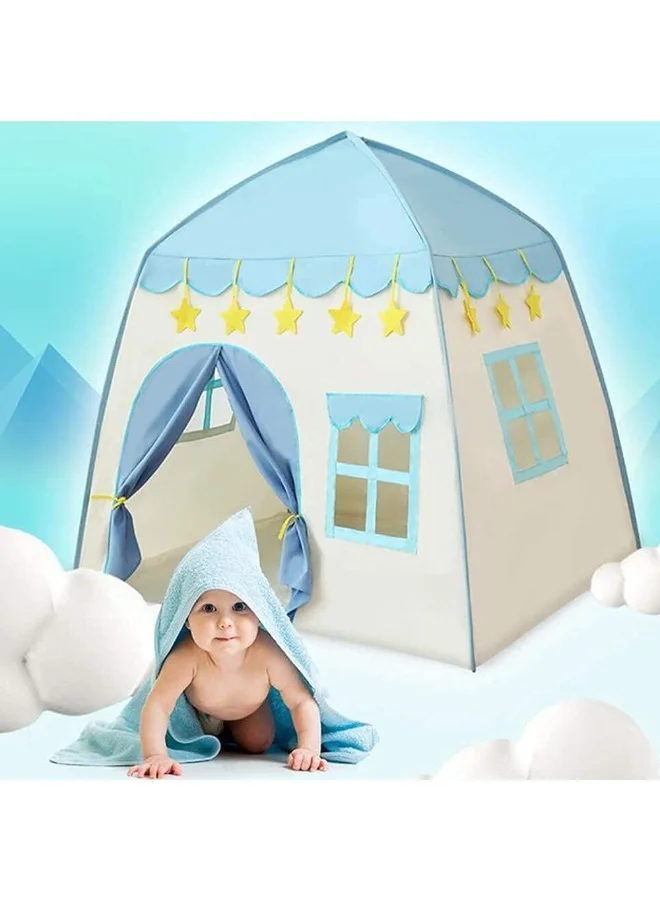 Raxoom Children's Play Tent Princess Castle Cottage for Indoor and Outdoor Use (Blue, 130 cm x 130 cm x 100 cm) g15yv