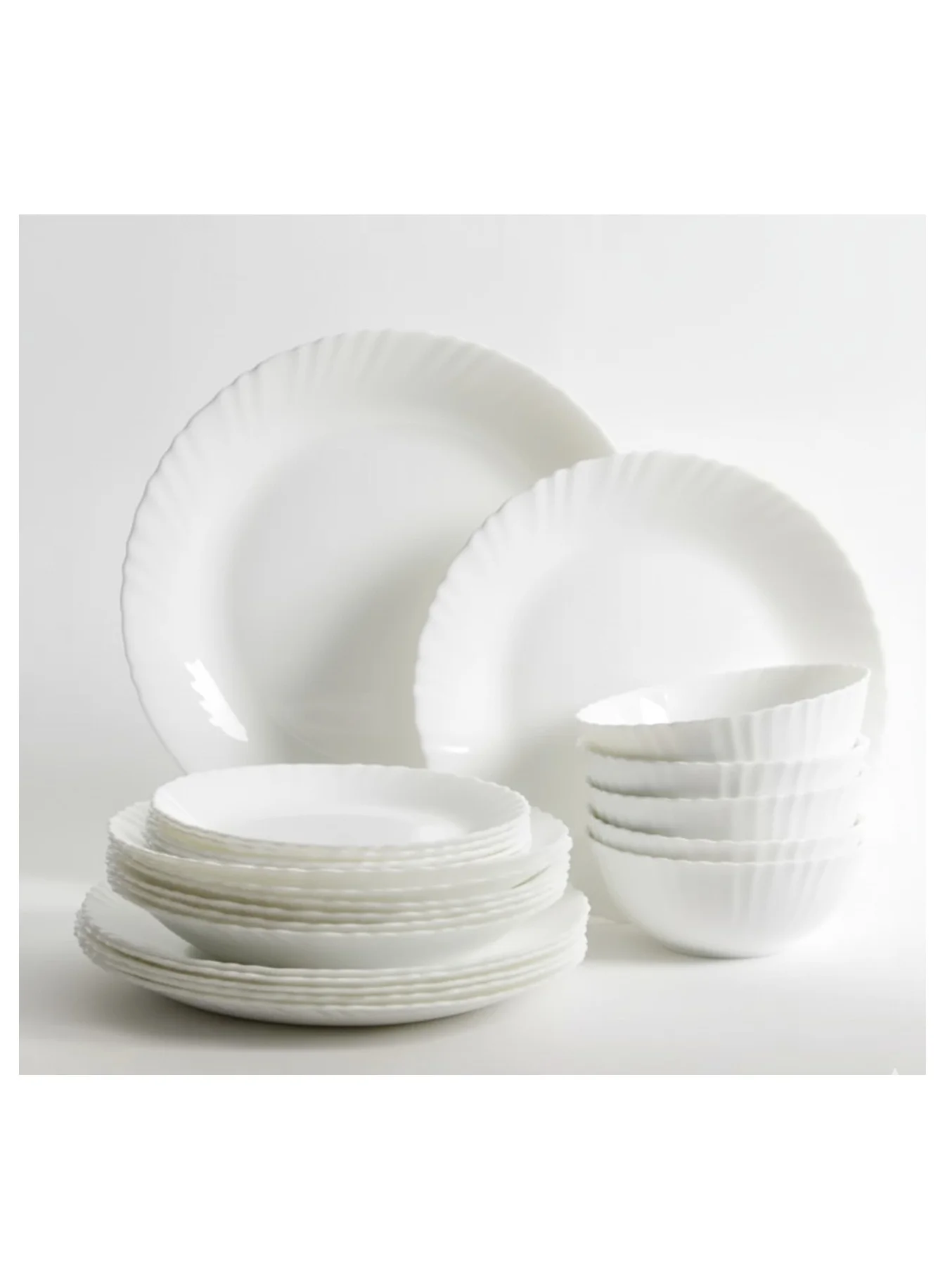 Houzi 18-Piece Opalware Dinnerware Set Premium Heat-Resistant Dining Collection (White, 18-Piece Set) mhkba