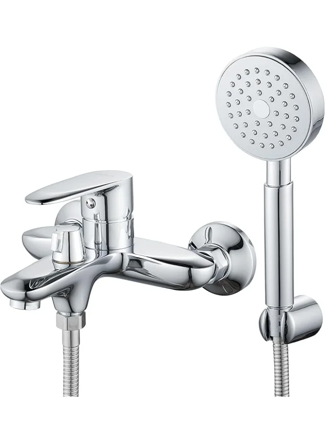 Lynacz Shower Mixer Tap Single Lever Bathtub Faucet Set with Handheld Shower Head and Hose (Round, 15 cm) pjv4s