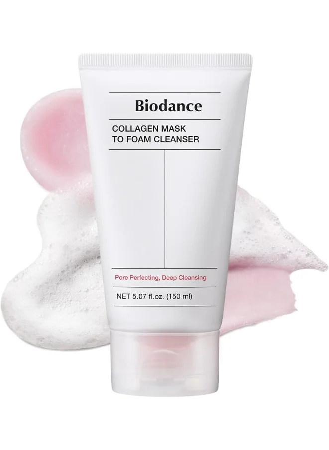 Collagen Mask to Foam Cleanser 2-in-1 Pore Refining Facial Wash for Sensitive and Oily Skin (Pink, 150 mL) elg2m