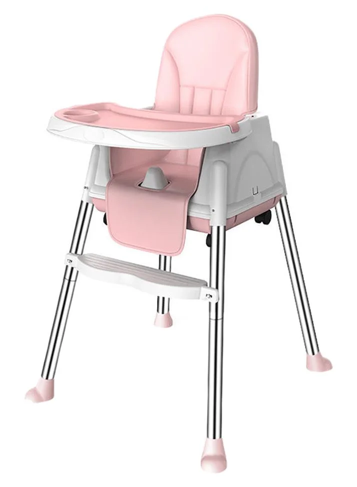 Kidle Multifunctional Adjustable Baby High Chair with Dining Tray and Wheels (Pink, 18-24 Months) 2gc3m