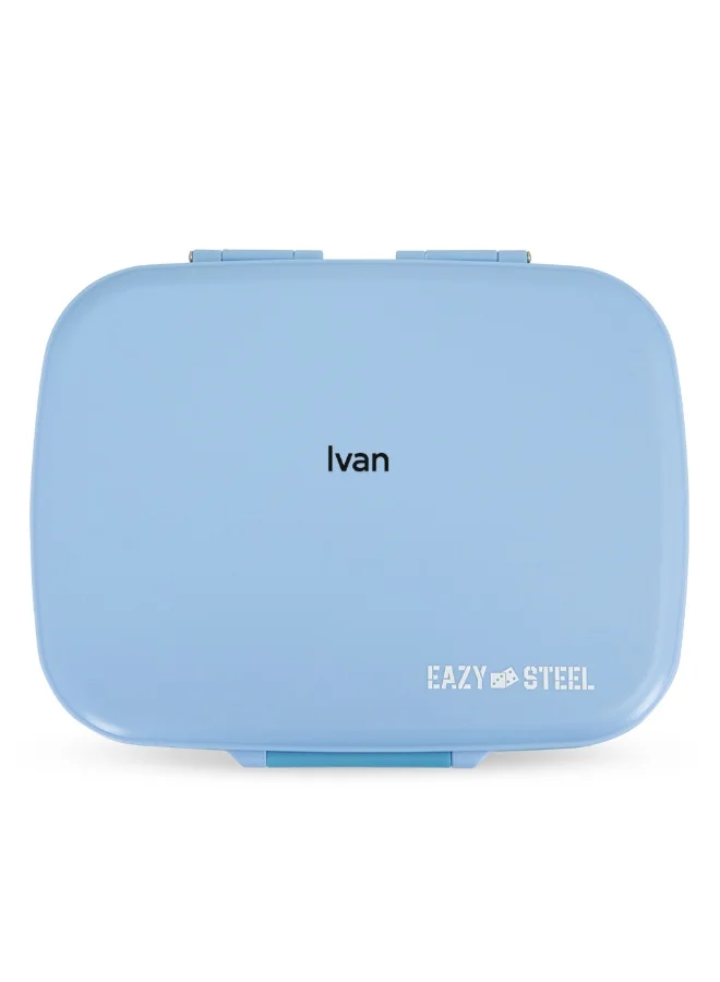 Eazy Kids Premium Stainless Steel Lunch Box (3-Compartment, Leakproof, Blue, 710mL) for School and Travel 07pyj