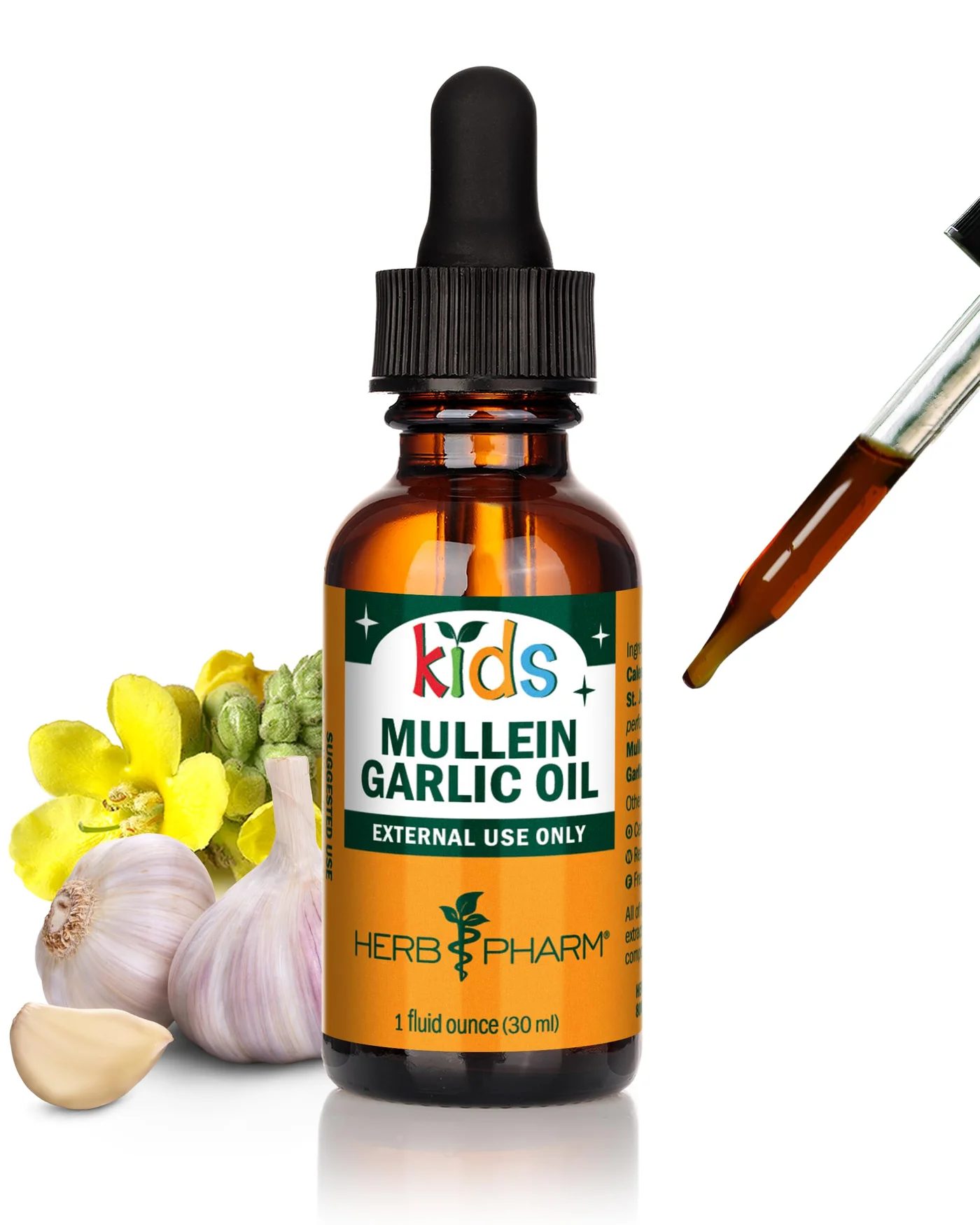 Premium Herbal Ear Oil Blend for Kids with Mullein Garlic Calendula and St. John's Wort (30 mL) dx5y6