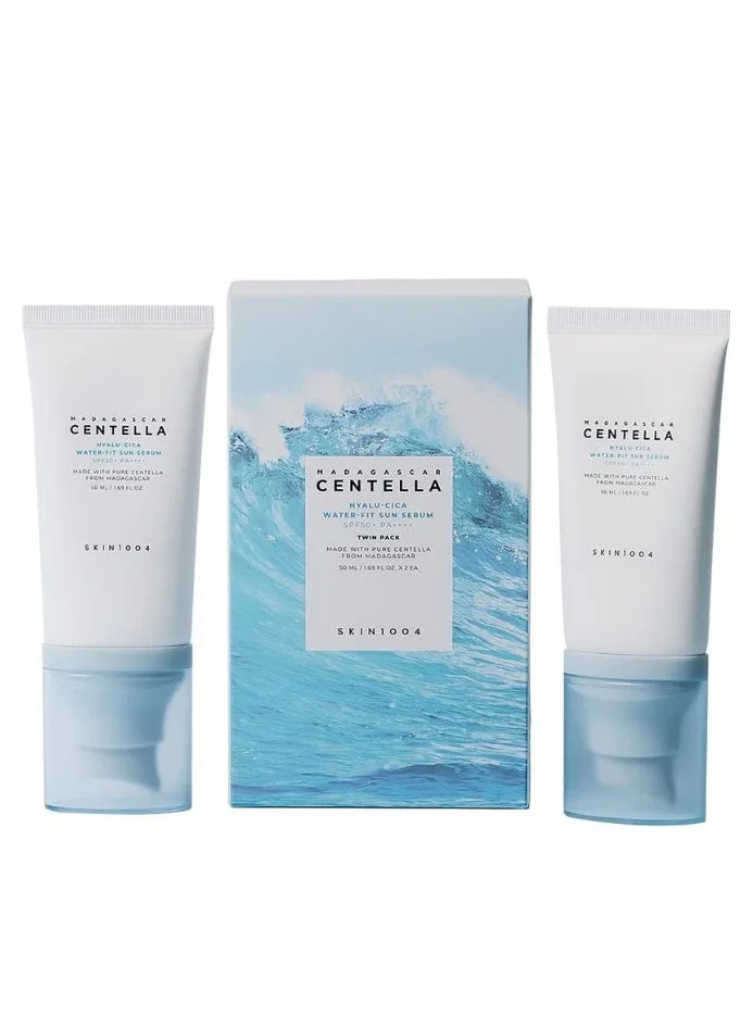 SKIN1004 Madagascar Centella Hyalu-Cica Water-Fit Sun Serum (Lightweight Hydrating Formula, 100 mL Twin Pack) g3m6p