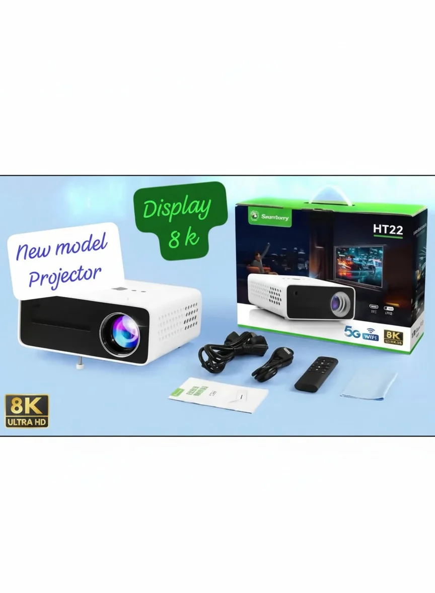 Smartbarry 8K Ultra HD Portable Projector with Wi-Fi and Bluetooth for Home Theater and Outdoor Camping (1 Unit) sti36