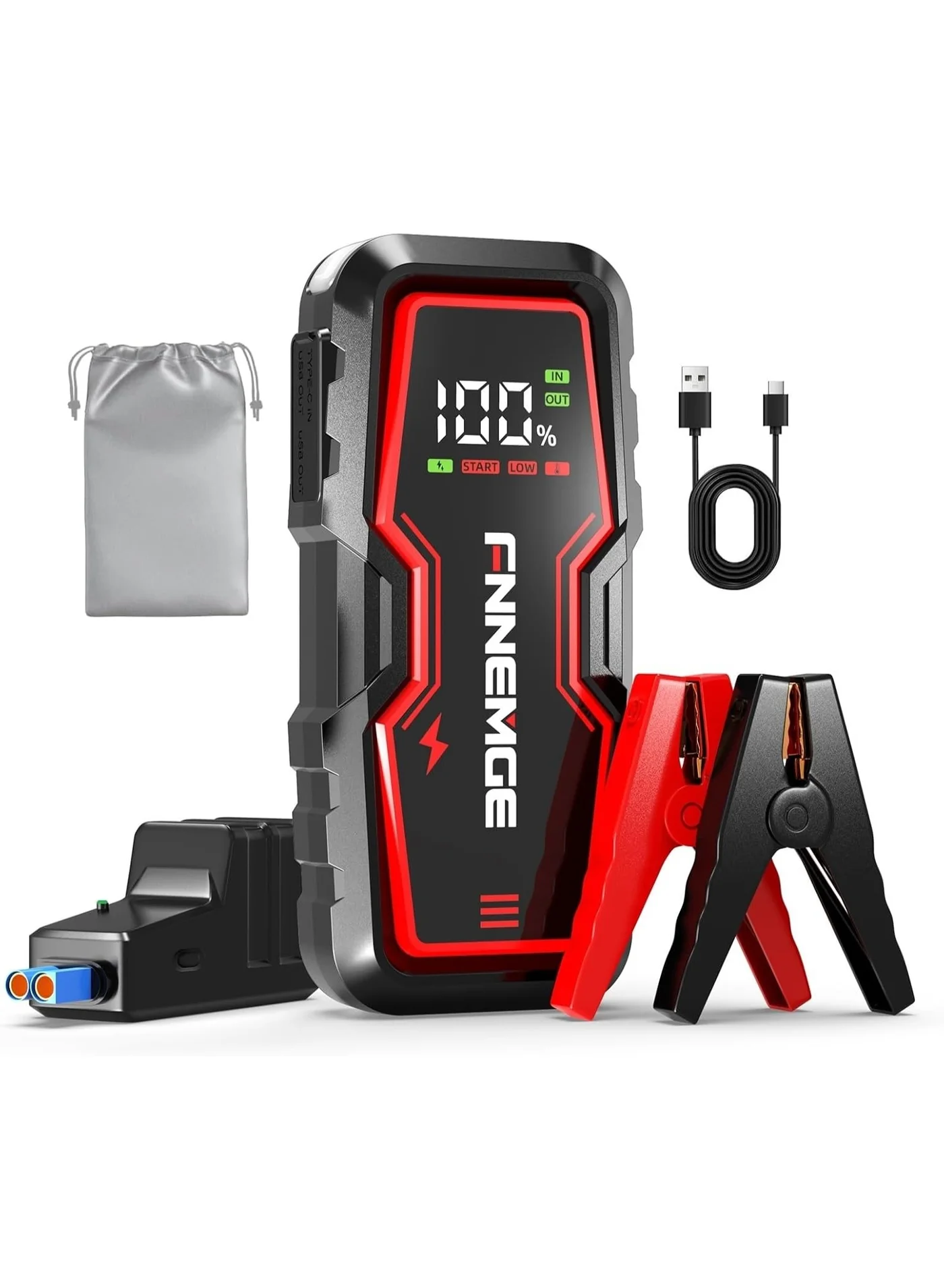 FNNEMGE Car Jump Starter 6000A Peak Current 26800mAh 12V Battery Pack (Portable Power Bank with LED Light and HD Display for Gasoline and Diesel Vehicles) t5jjt