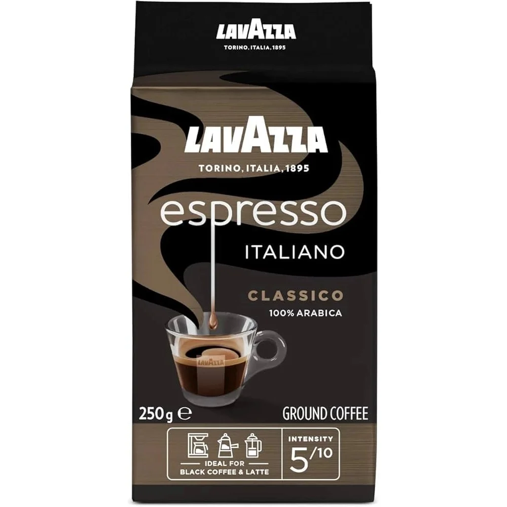Premium Italian Ground Coffee Medium Roast Espresso Blend (250g) nrgvw