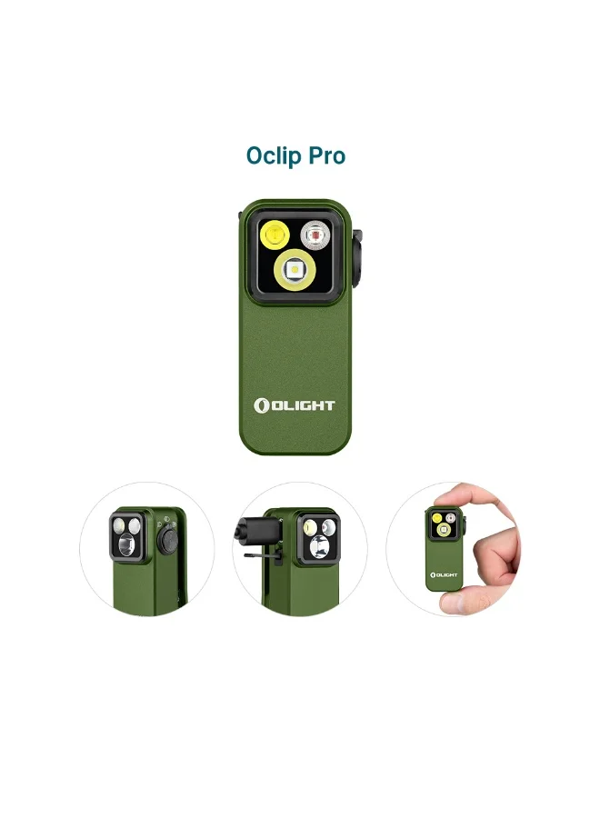Premium Rechargeable EDC Clip Light 500 Lumens Portable Work Flashlight (OD Green, 120m Beam) 2fsd3