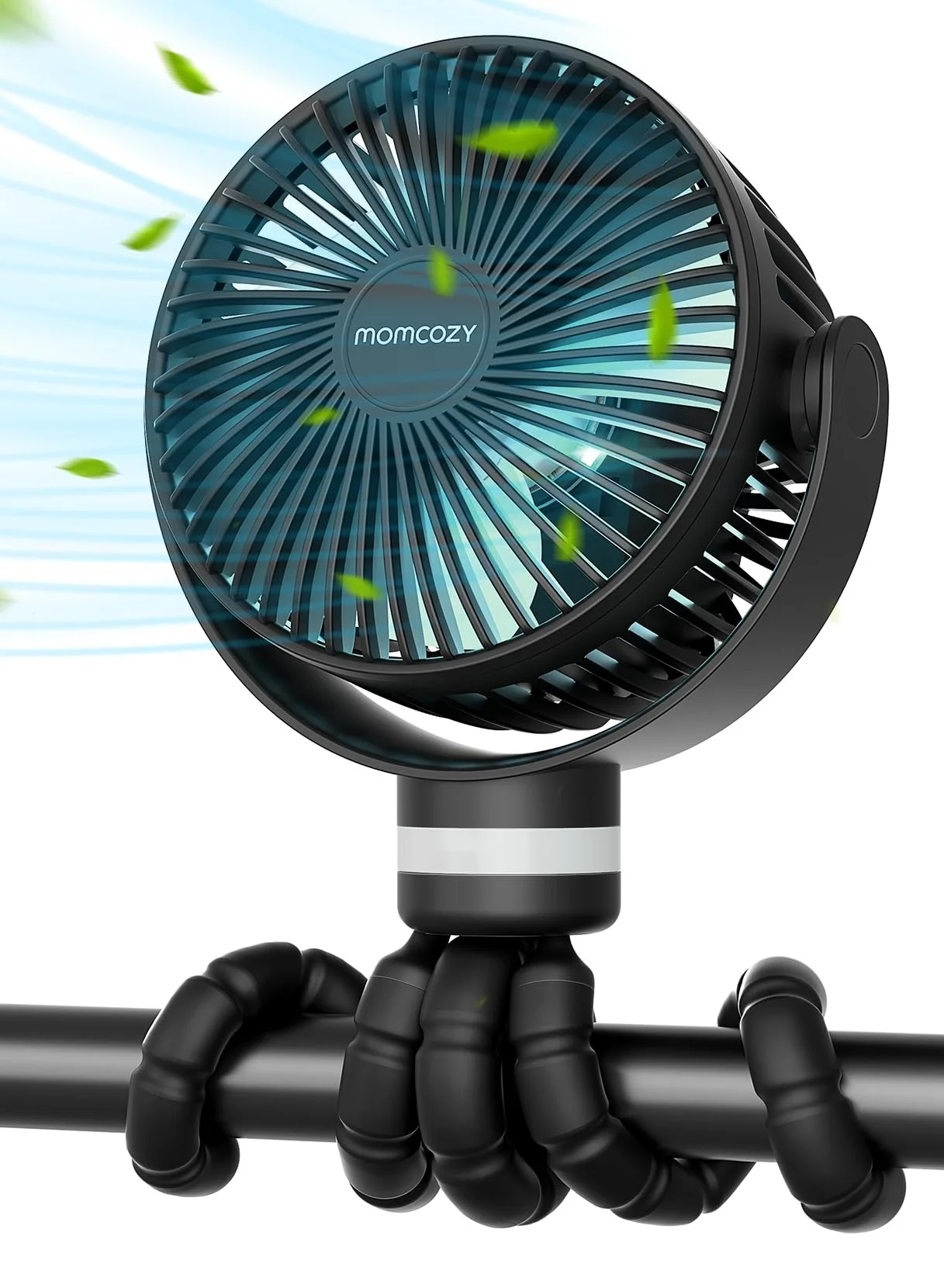 Portable Stroller Fan with LED Night Light, 4-Speed Adjustable Cooling Fan for Travel and Car Seat (1 Pack) vkk64