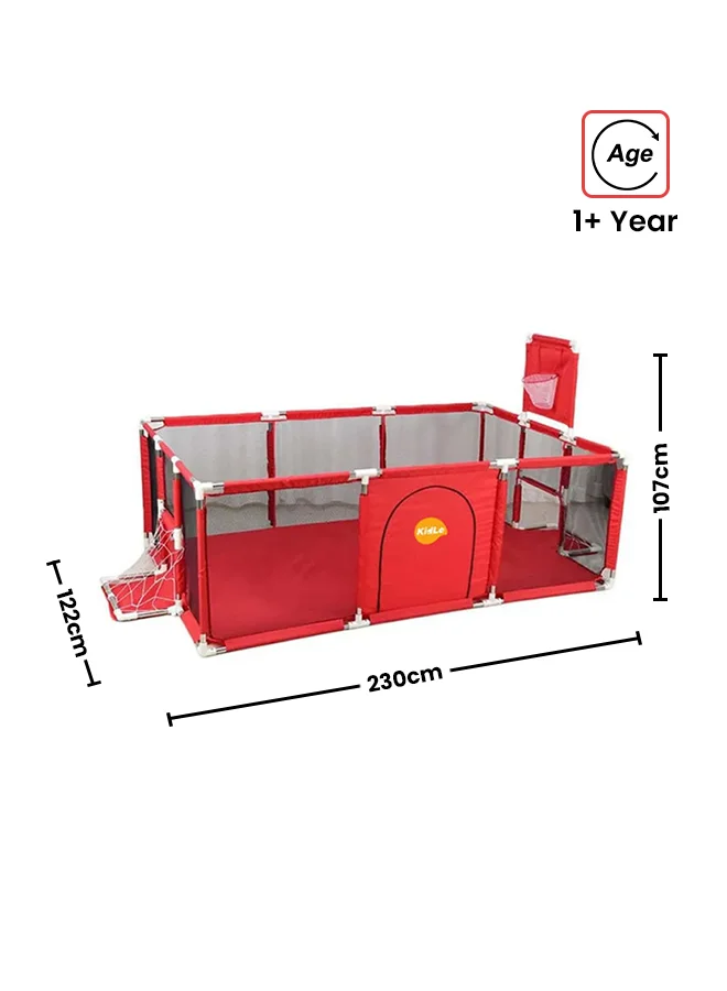 Kidle Premium Playpen With Safety Net And Stainless Steel Frame (230x122x107cm) f2j1s