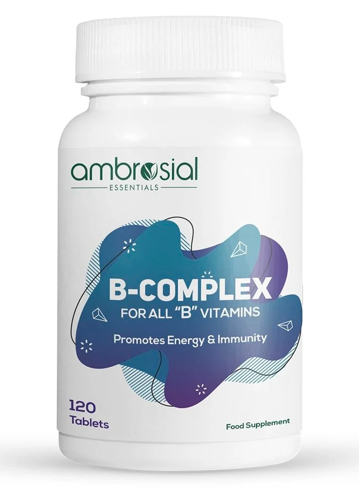 Ambrosial B-Complex Vitamin Supplement with Biotin and Essential B1-B12 Vitamins (120 Vegetarian Tablets) pqz1a