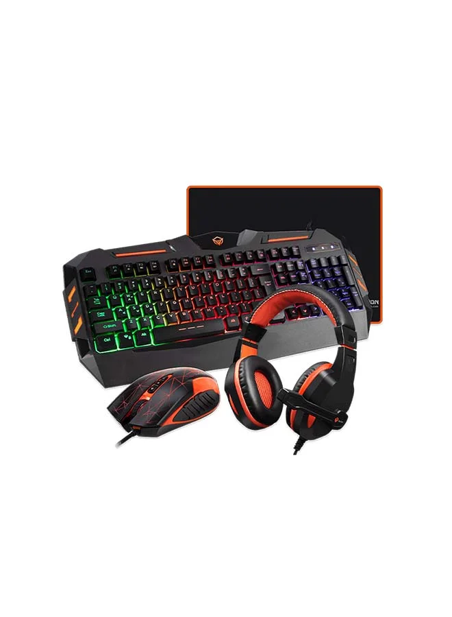 Meetion 4-In-1 Gaming Keyboard And Mouse Combo Professional Wired Peripheral Set For PC And Laptop (Black, Standard Size) 0z95y