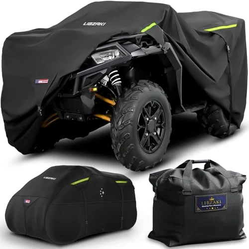 LI LIBZAKI ATV Cover 600D Heavy Duty Waterproof Trailerable Quad Protector (Black, Large) kibj1